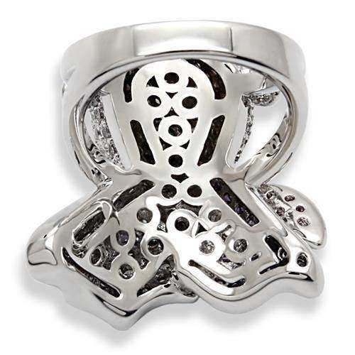 Alamode Rhodium Brass Ring with AAA Grade CZ in Multi Color - Alamode - Flyclothing LLC
