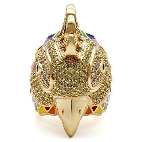 Alamode Gold Brass Ring with AAA Grade CZ in Multi Color - Alamode - Flyclothing LLC