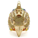 Alamode Gold Brass Ring with AAA Grade CZ in Multi Color - Alamode - Flyclothing LLC