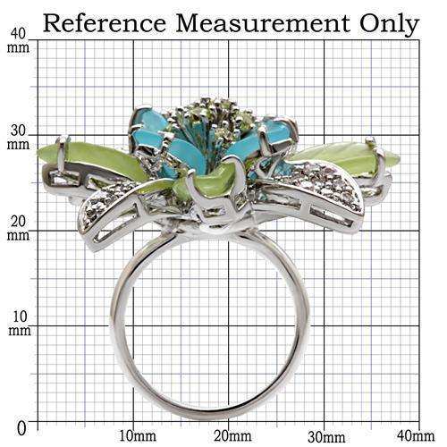 Alamode Rhodium Brass Ring with Synthetic Synthetic Glass in Multi Color - Alamode - Flyclothing LLC