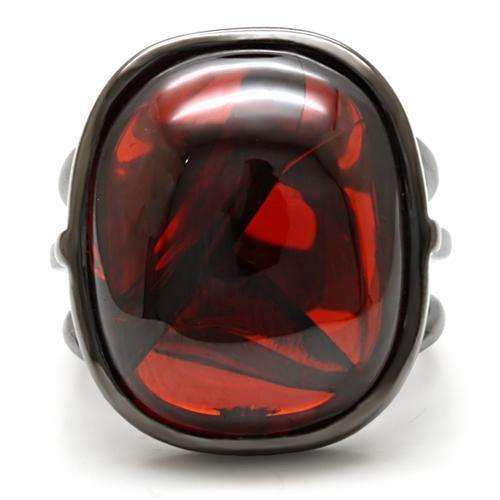 Alamode Ruthenium Brass Ring with AAA Grade CZ in Garnet - Alamode - Flyclothing LLC