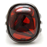 Alamode Ruthenium Brass Ring with AAA Grade CZ in Garnet - Alamode - Flyclothing LLC