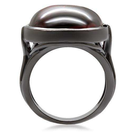 Alamode Ruthenium Brass Ring with AAA Grade CZ in Garnet - Alamode - Flyclothing LLC