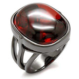 Alamode Ruthenium Brass Ring with AAA Grade CZ in Garnet - Alamode - Flyclothing LLC
