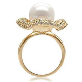 Alamode Gold Brass Ring with Synthetic Pearl in White - Alamode - Flyclothing LLC