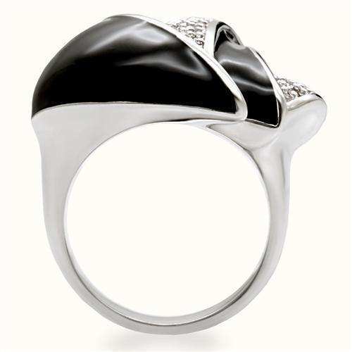 Alamode Rhodium Brass Ring with AAA Grade CZ in Clear - Alamode - Flyclothing LLC
