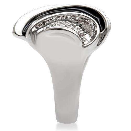 Alamode Rhodium Brass Ring with AAA Grade CZ in Clear - Alamode - Flyclothing LLC