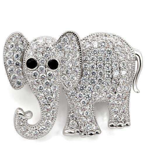 Alamode Imitation Rhodium Brass Brooches with AAA Grade CZ in Black Diamond - Alamode - Flyclothing LLC