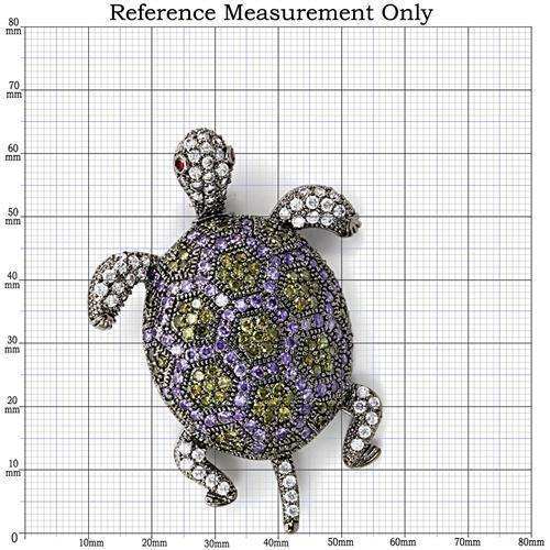 Alamode Ruthenium Brass Brooches with AAA Grade CZ in Multi Color - Alamode - Flyclothing LLC