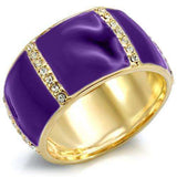 Alamode Gold Brass Ring with Top Grade Crystal in Clear - Alamode - Flyclothing LLC
