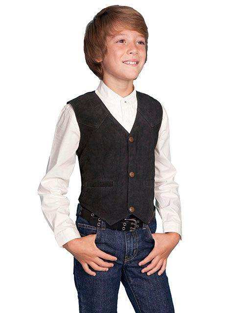 Scully BLACK BOAR SUEDE KIDS VEST - Scully Leather - Flyclothing LLC