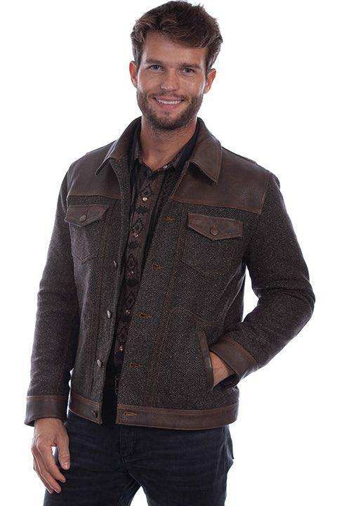 Scully Leather 100% Leather Vintage Brown Men's Button Up Jacket - Scully Leather - Flyclothing LLC