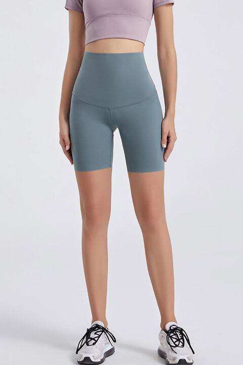 Wide Waistband Sports Shorts - Trendsi - Flyclothing LLC