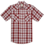 Men's Ely Cattleman Short Sleeve Aztec Plaid Western Snap Shirt- Blue & Red - Ely Cattleman - Flyclothing LLC