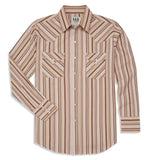 Men's Ely Cattleman Long Sleeve Textured Aztec Stripe Western Snap Shirt- Midnight & Tan - Ely Cattleman - Flyclothing LLC