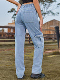 High Waist Cargo Jeans - Trendsi - Flyclothing LLC