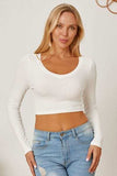 Round Neck Long Sleeve Cropped T-Shirt - Trendsi - Flyclothing LLC