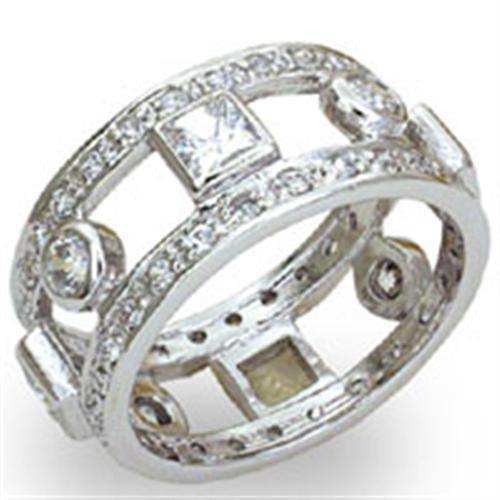 Alamode High-Polished 925 Sterling Silver Ring with AAA Grade CZ in Clear - Alamode - Flyclothing LLC