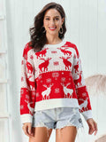 Reindeer Round Neck Sweater - Trendsi - Flyclothing LLC