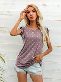 Round Neck Butterfly Sleeve Top - Trendsi - Flyclothing LLC