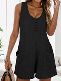 Waffle-Knit Scoop Neck Wide Strap Romper - Trendsi - Flyclothing LLC