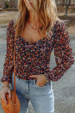 Floral Long Flounce Sleeve Blouse - Trendsi - Flyclothing LLC