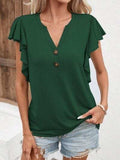 Notched Cap Sleeve T-Shirt - Trendsi - Flyclothing LLC