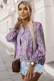 Printed Frill Flounce Sleeve Shirt - Trendsi - Flyclothing LLC