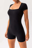 Square Neck Cap Sleeve Active Romper - Trendsi - Flyclothing LLC