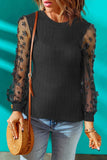 Textured Applique Long Sleeve Blouse - Trendsi - Flyclothing LLC