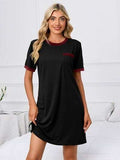 Contrast Trim Round Neck Mini Dress - Trendsi - Flyclothing LLC
