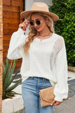 Openwork Round Neck Dropped Shoulder Knit Top - Trendsi - Flyclothing LLC