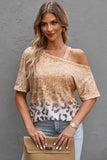 Leopard Asymmetrical Neck Cold-Shoulder Blouse - Trendsi - Flyclothing LLC