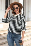 Striped Round Neck Dropped Shoulder Sweater - Trendsi - Flyclothing LLC