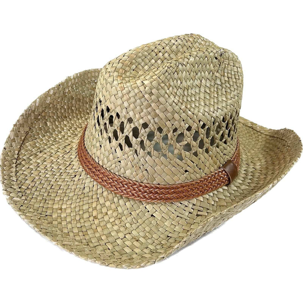 Rockmount Clothing Raffia Straw Western Cowboy Hat with Concho String Band - Rockmount Clothing - Flyclothing LLC