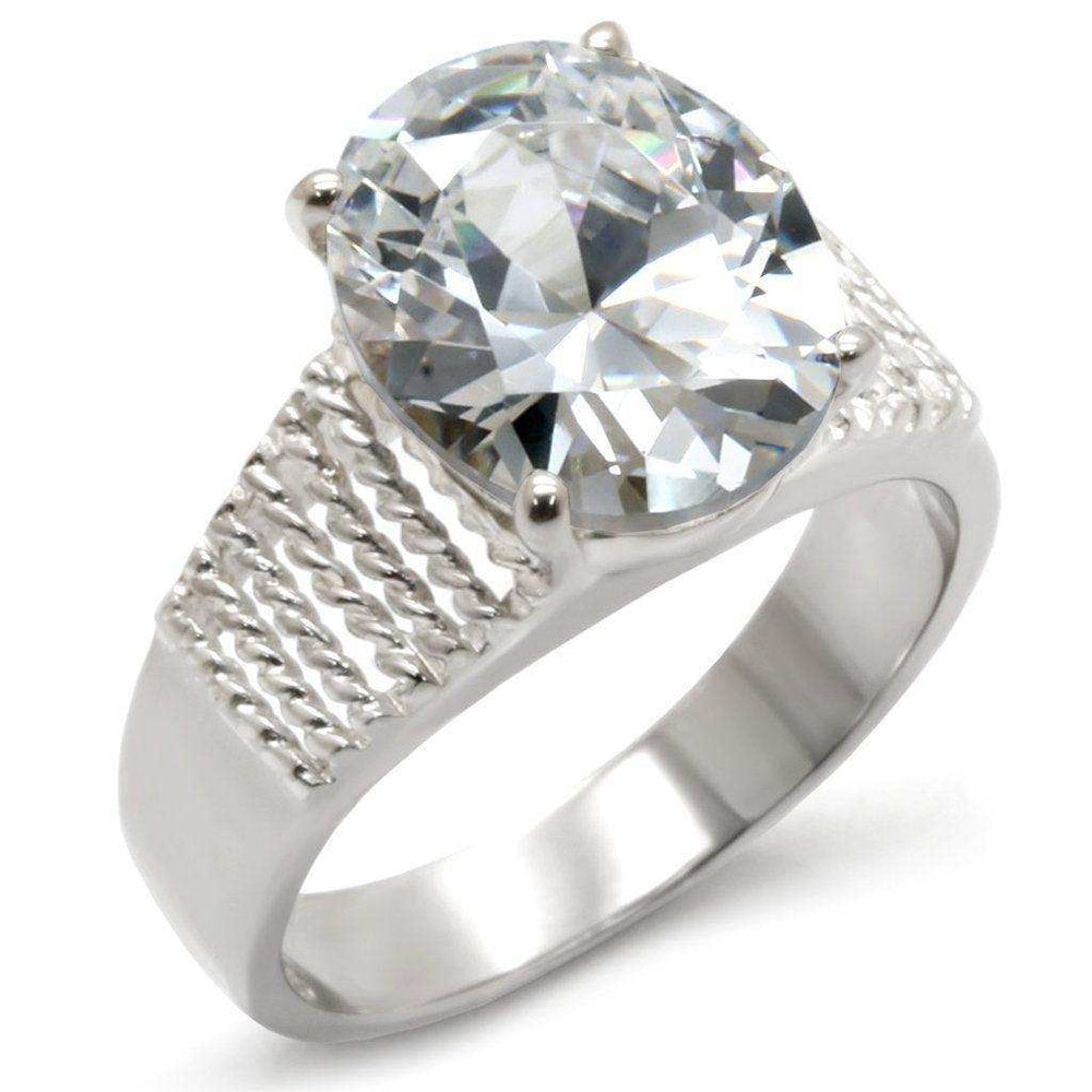 Alamode High-Polished 925 Sterling Silver Ring with AAA Grade CZ in Clear - Alamode - Flyclothing LLC