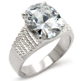 Alamode High-Polished 925 Sterling Silver Ring with AAA Grade CZ in Clear - Alamode - Flyclothing LLC