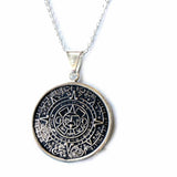 Alpaca Silver Aztec Calendar Pendant with Chain - Artisana - Flyclothing LLC