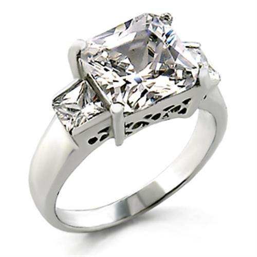 Alamode High-Polished 925 Sterling Silver Ring with AAA Grade CZ in Clear - Alamode - Flyclothing LLC