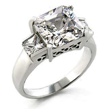 Alamode High-Polished 925 Sterling Silver Ring with AAA Grade CZ in Clear - Alamode - Flyclothing LLC