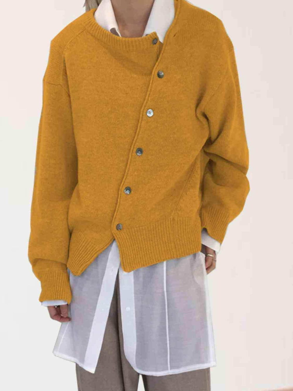 Dropped Shoulder Buttoned Cardigan - Trendsi - Flyclothing LLC
