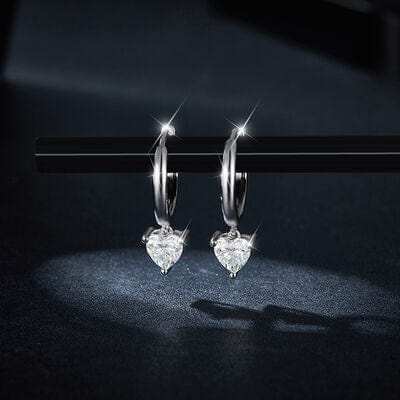 1 Carat Moissanite 925 Sterling Silver Heart Earrings - Trendsi - Flyclothing LLC