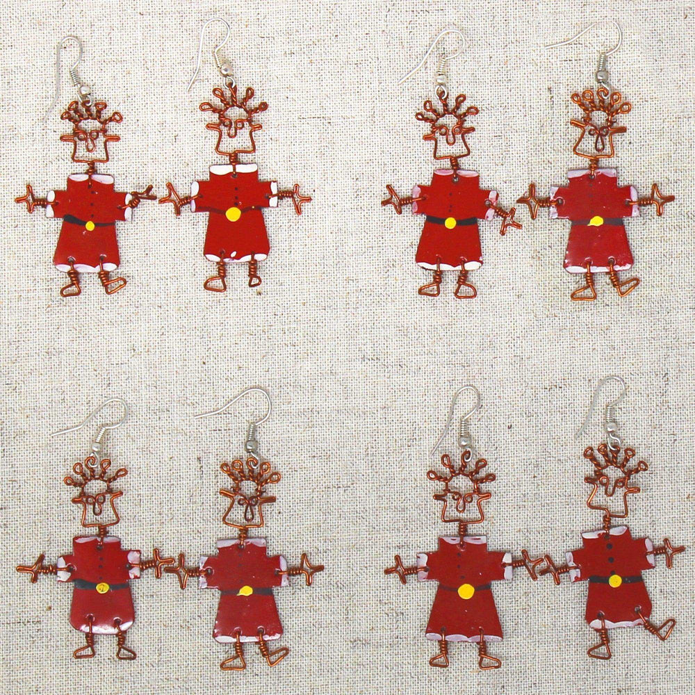 Dancing Girl Santa Earrings - Creative Alternatives - Creative Alternatives - Flyclothing LLC