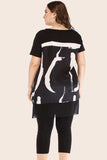 Plus Size Contrast Spliced Mesh T-Shirt and Cropped Leggings Set - Trendsi - Flyclothing LLC