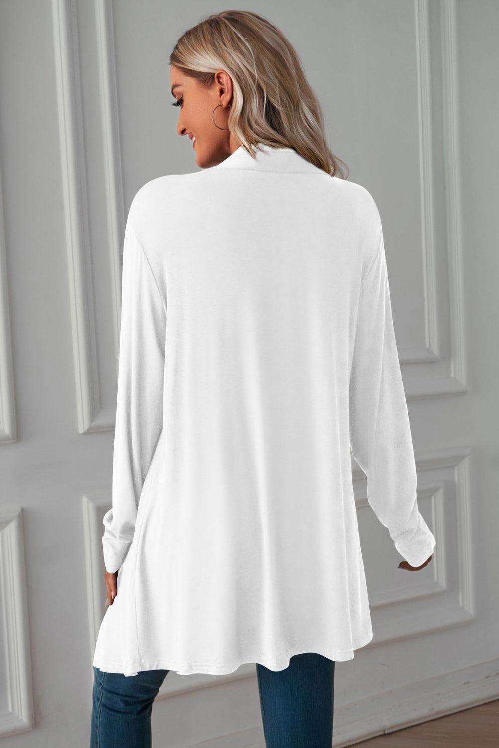 Open Front Long Sleeve Cardigan - Trendsi - Flyclothing LLC