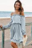 Frill Off-Shoulder Flounce Sleeve Dress - Trendsi - Flyclothing LLC