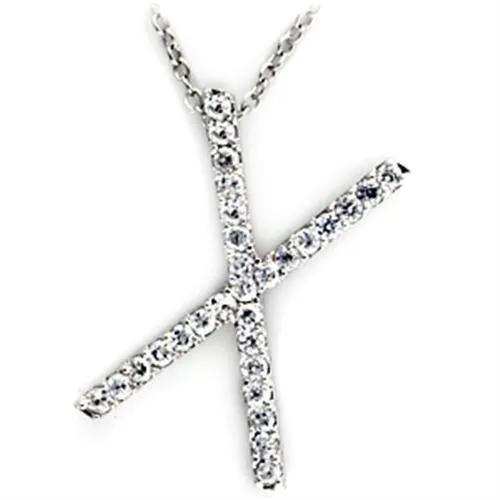Alamode Rhodium Brass Pendant with AAA Grade CZ in Clear - Alamode - Flyclothing LLC
