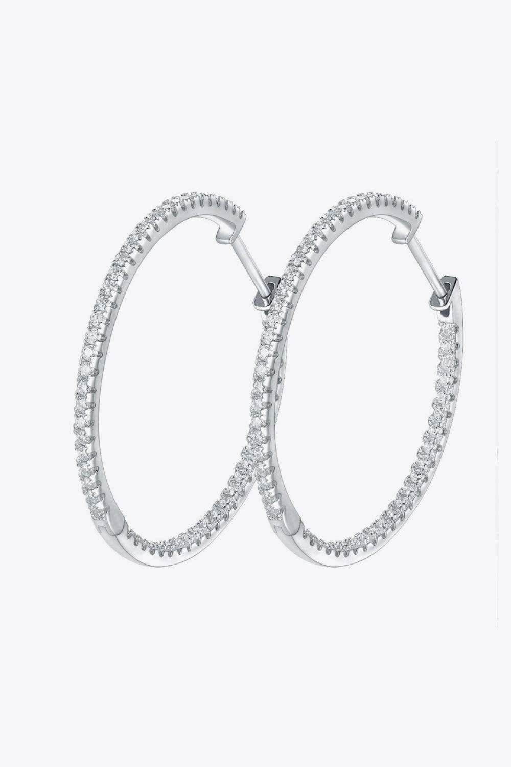 Inlaid Moissanite 925 Sterling Silver Hoop Earrings - Trendsi - Flyclothing LLC