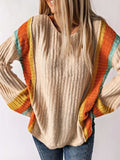 Striped Round Neck Long Sleeve Sweater - Trendsi - Flyclothing LLC