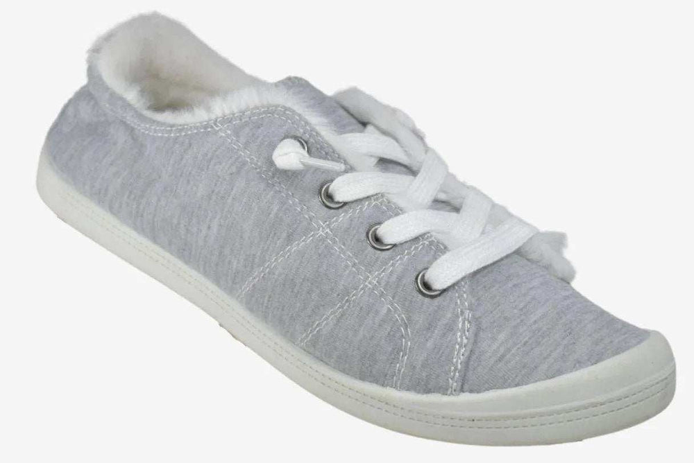 Shaboom Womens Canvas with Long Fur GREY - Shaboom - Flyclothing LLC